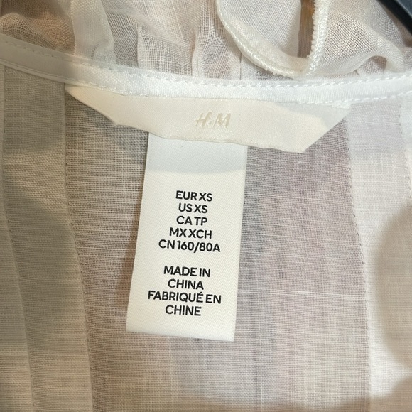 H&M White Sheer Blouse & Cami/Slip Combo with Ruffle Collar XS - Picture 4 of 6